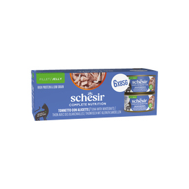 Schesir - P&acirc;t&eacute;e Complete Nutrition en Gel&eacute;e Thon et Blanchailles pour Chats - 6x85g