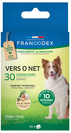 Francodex - Comprim&eacute;s Vers O Net Confort Intestinal pour Chiens - x30