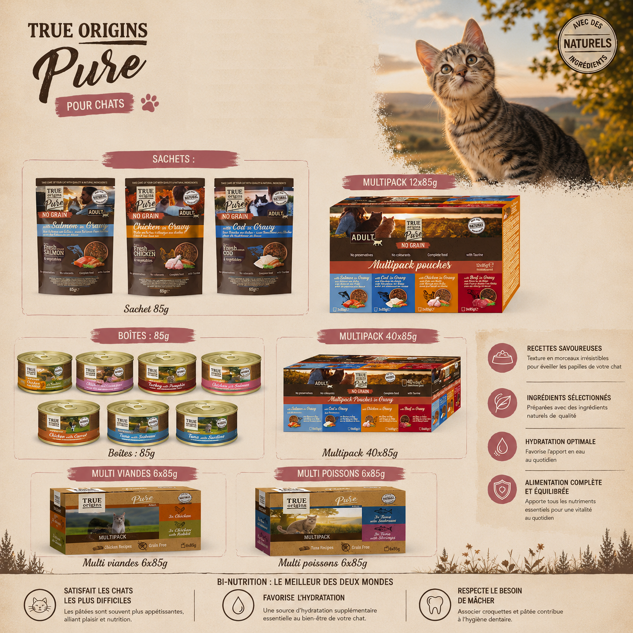 True Origins Pure - Pat&eacute;e Top Cat Adult Thon Sardine - 85g Image num&eacute;ro 2