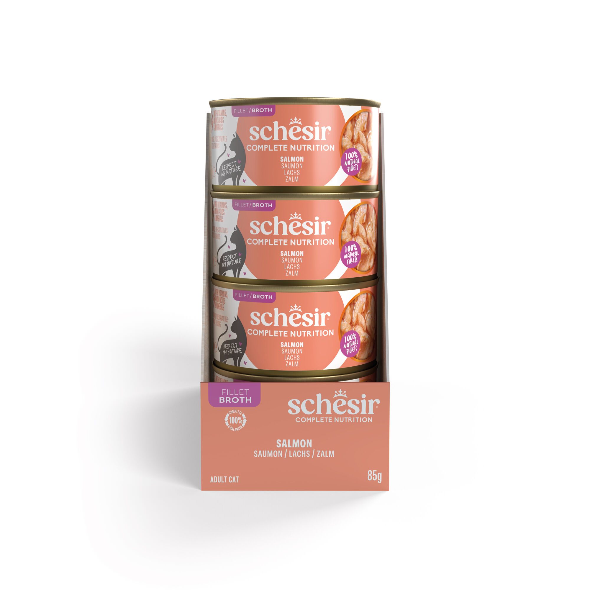 Schesir - P&acirc;t&eacute;e en Gel&eacute;e Saumon En Bouillon Pour Chats - 85g Image num&eacute;ro 5