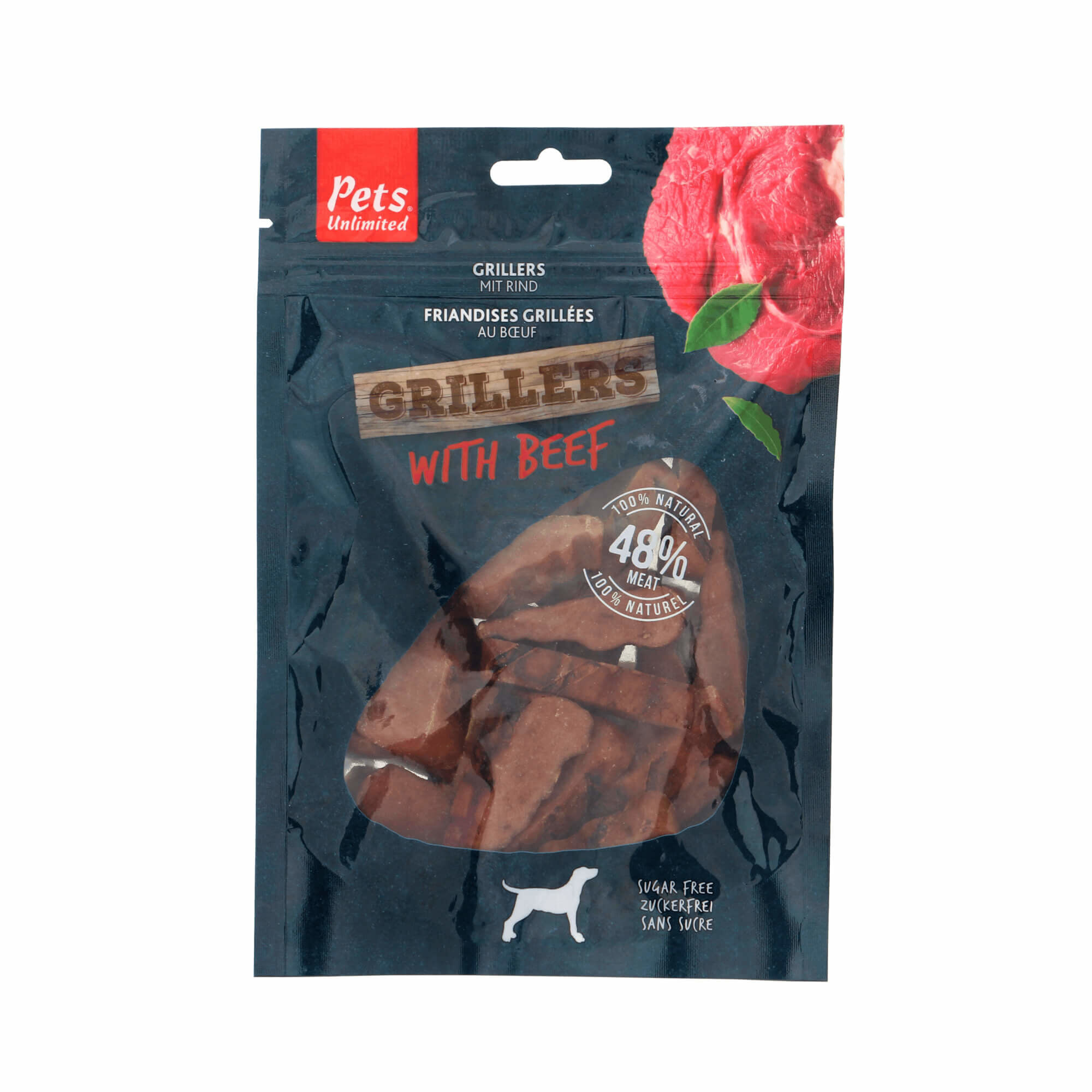 Pets Unlimited - Grillers au B&oelig;uf Naturel pour Chien - 100g Image num&eacute;ro 1