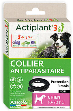 ActiPlant'3 - Collier Antiparasitaire pour Moyen Chien - Noir