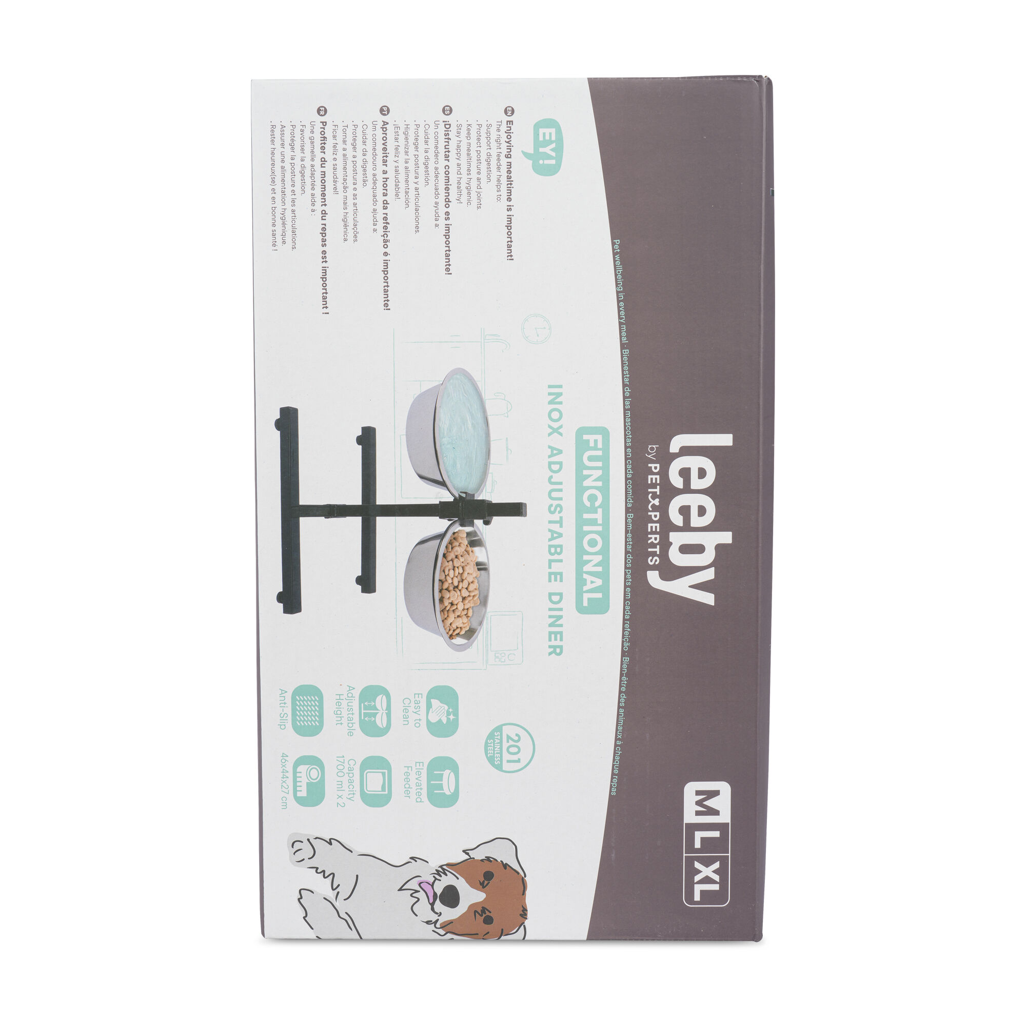 Leeby - Gamelles XL en Inox avec Support Ajustable pour chien - 2 x 3950 ml Image num&eacute;ro 2
