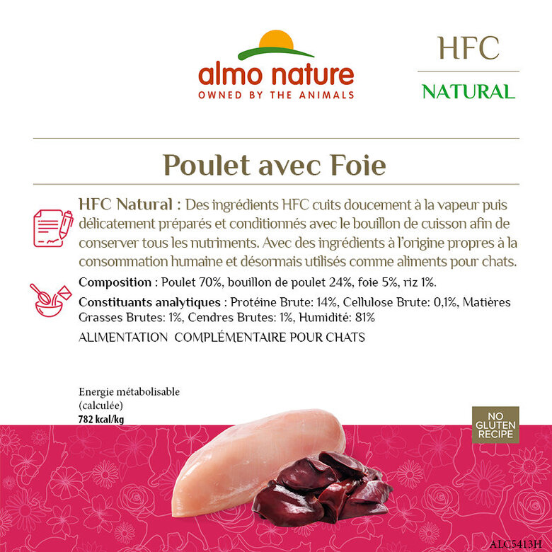 Almo Nature - Pâtée en Boîte HFC Natural Poulet avec Foie pour Chat - 70g Image numéro 3 Almo Nature - Pâtée en Boîte HFC Natural Poulet avec Foie pour Chat - 70g Image numéro 3