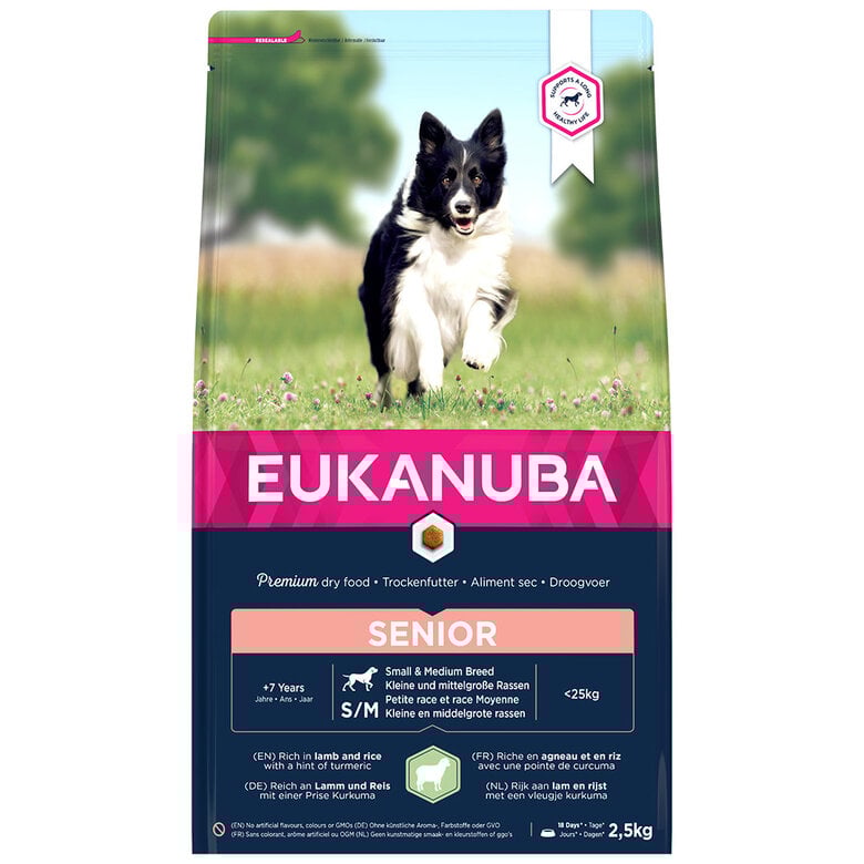 Eukanuba - Croquettes Chien Senior Pour Petite et Moyenne Race Agneau&Riz - 2,5kg Image numéro 1 Eukanuba - Croquettes Chien Senior Pour Petite et Moyenne Race Agneau&Riz - 2,5kg Image numéro 1