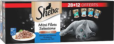 Sheba - Sachet Fraicheur en Sauce Selection Poissons pour Chat - 40x85g dont 12 offerts