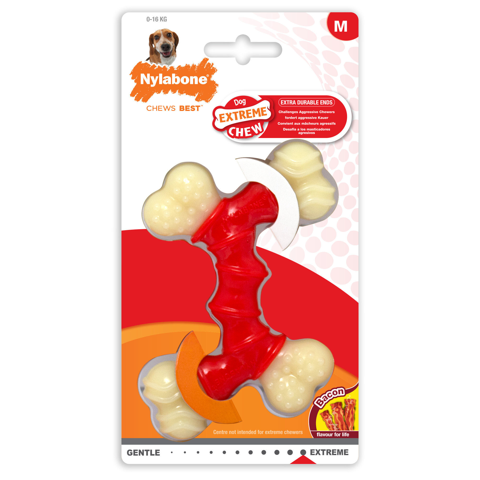Nylabone - Jouet &agrave; M&acirc;cher Bacon Extreme Double Bone - M Image num&eacute;ro 1