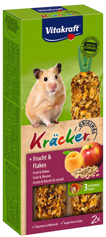 Vitakraft - Friandises Kräcker aux Fruits et Flocon pour Hamsters - x2 Image numéro 1 Vitakraft - Friandises Kräcker aux Fruits et Flocon pour Hamsters - x2 Image numéro 1