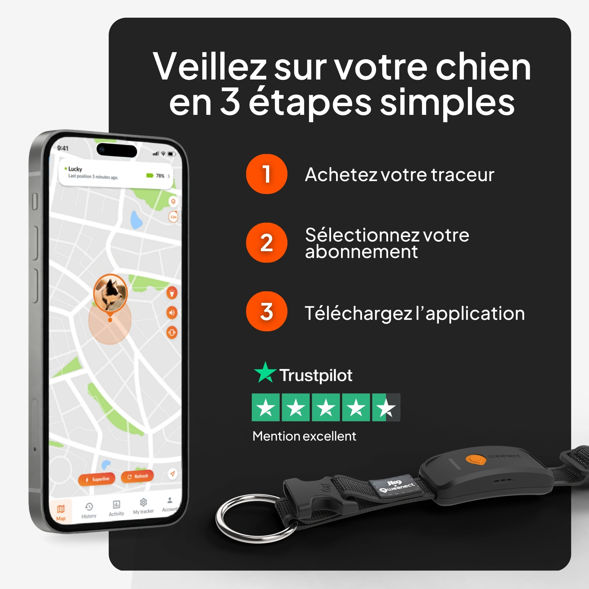 Weenect - Collier GPS XT Chiens - Noir Image num&eacute;ro 7