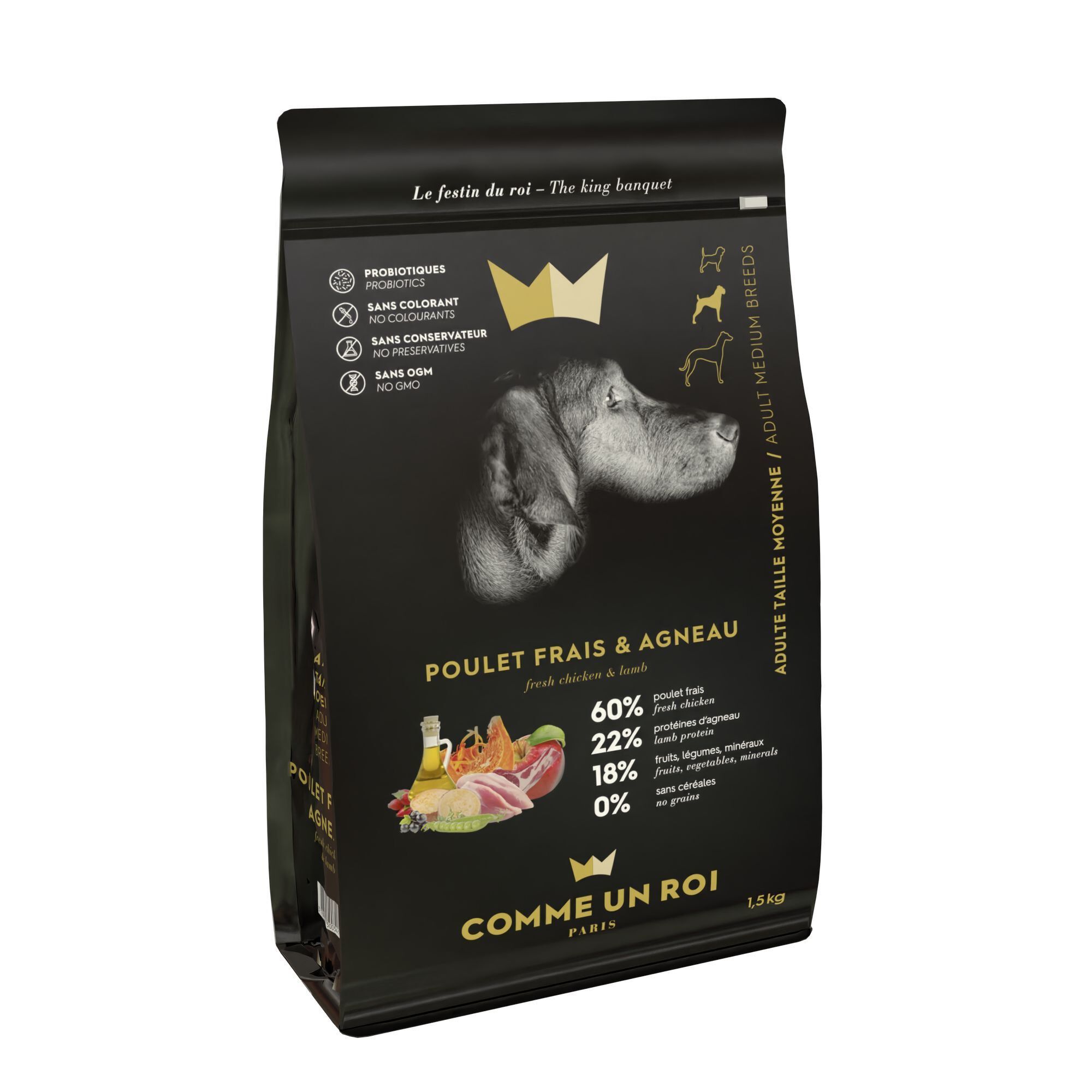 Comme Un Roi - Croquettes Adulte au Poulet frais et Agneau pour Chien de Moyenne Taille - 1,5kg Image num&eacute;ro 1