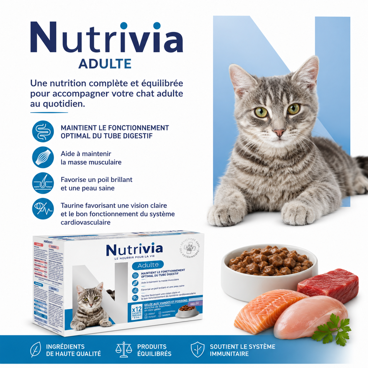 Nutrivia - Sachets en Sauce Urinary pour Chats Adultes - 12x100g Image num&eacute;ro 2