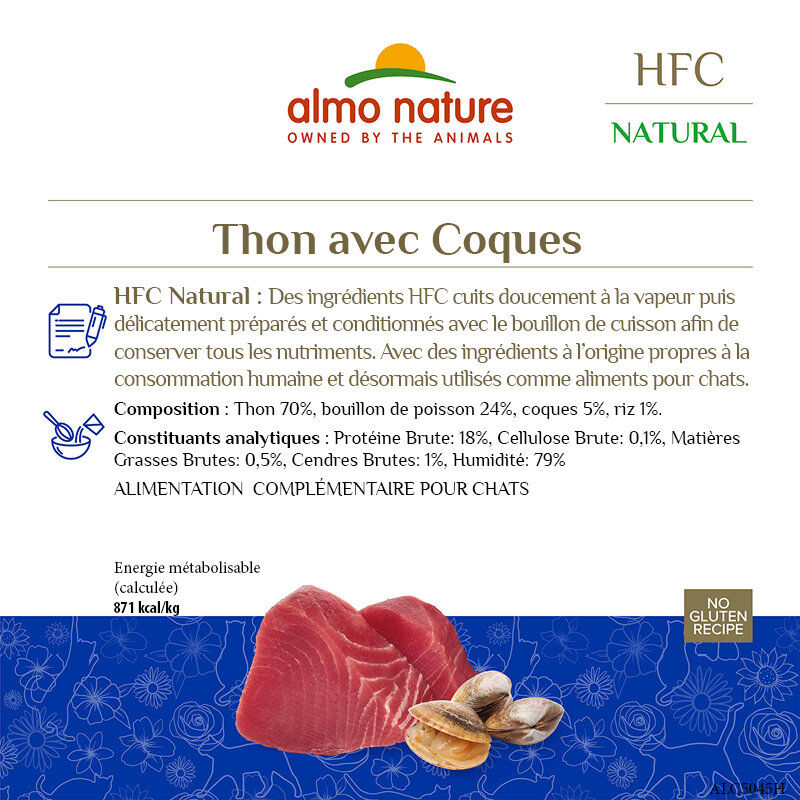 Almo Nature - P&acirc;t&eacute;e Hfc Natural Thon Avec Coques - 70g Image num&eacute;ro 3