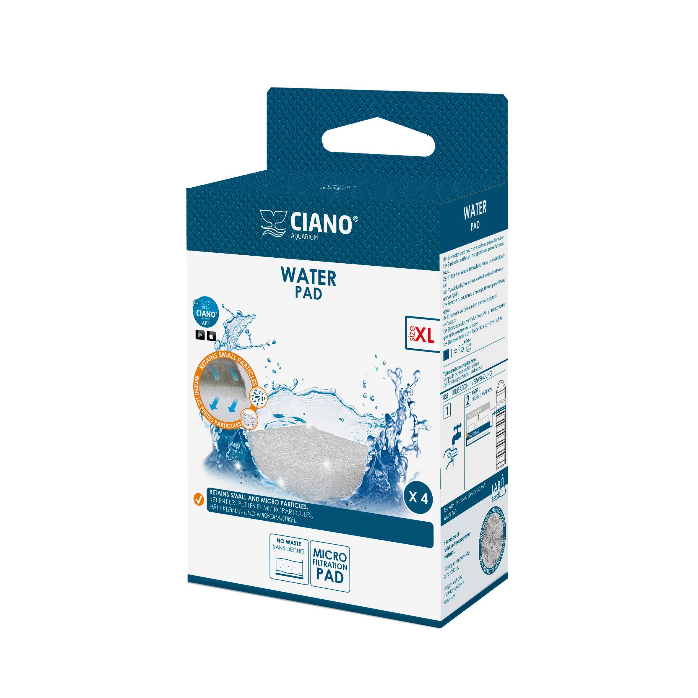 Ciano - Cartouches Water Pad Ouate XL pour Aquarium - x4 Image num&eacute;ro 1