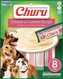 Inaba - Friandises Churu Poulet avec Recette au Saumon pour chiens - 8x20g