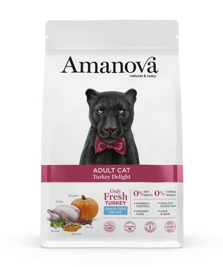Amanova - Croquettes Adult à la Dinde pour Chats - 1,5Kg