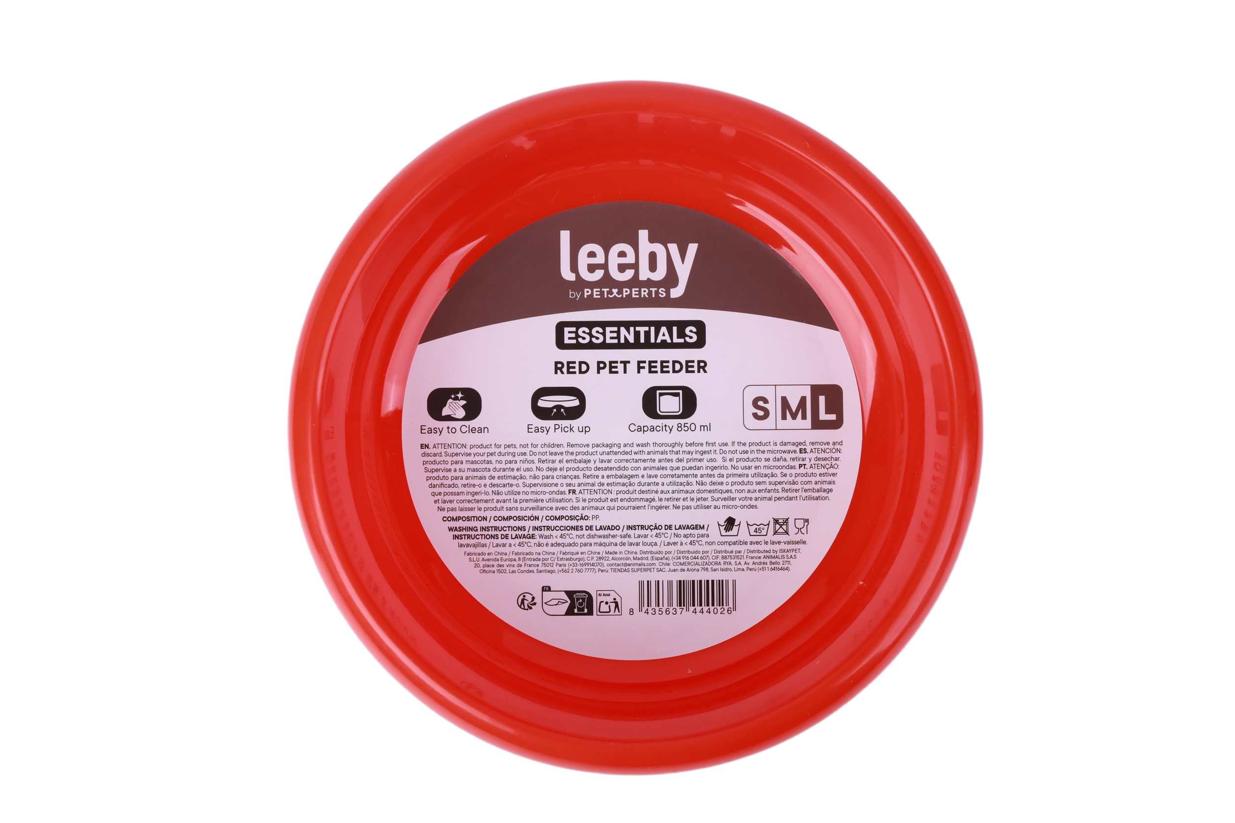 Leeby - Gamelle Plastique Rouge pour Chiens - L/700ml Image num&eacute;ro 1