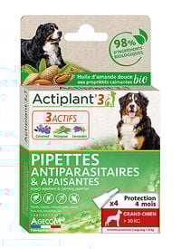 ActiPlant'3 - Pipettes Antiparasitaires et Apaisantes Bio pour Grand Chien - x3