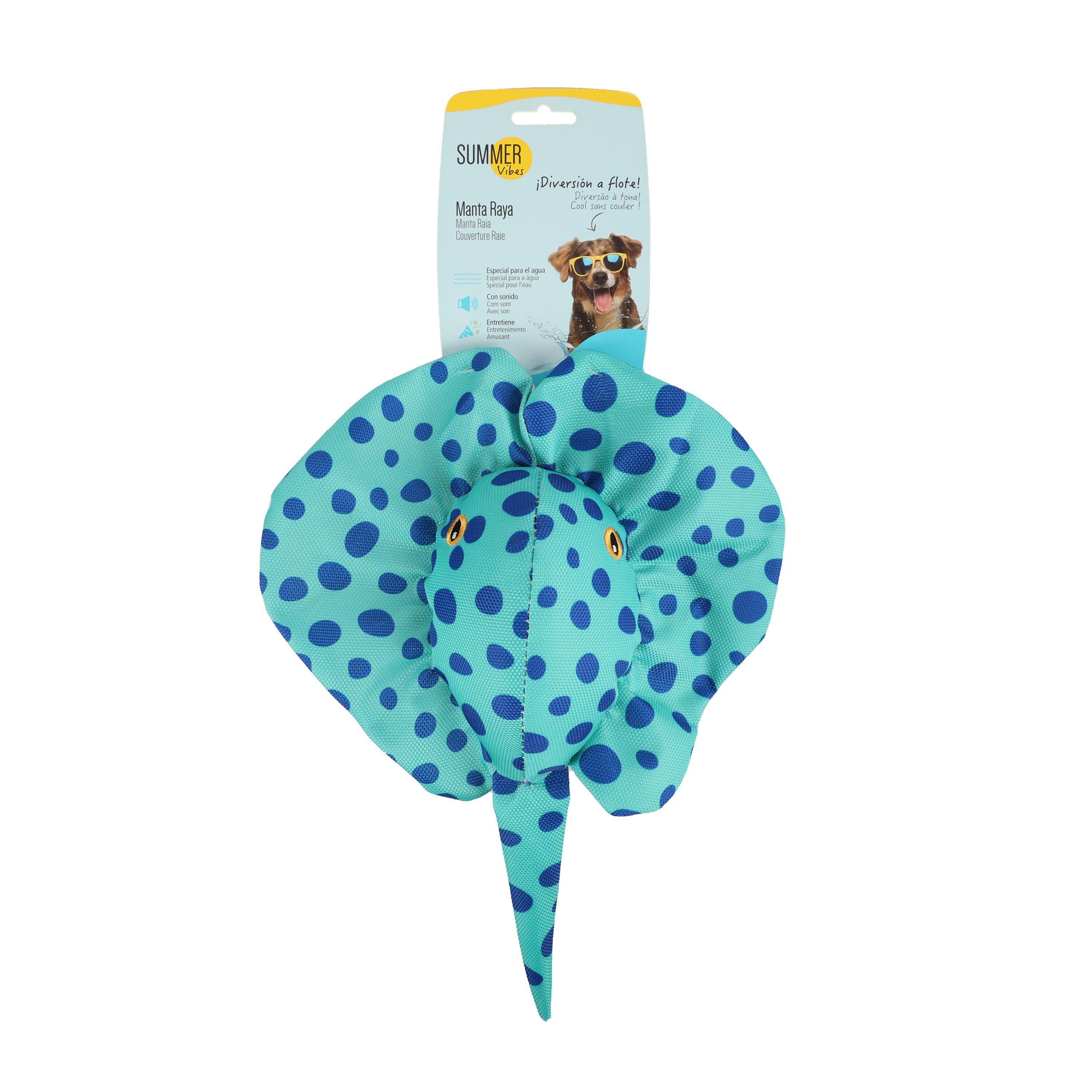 Summer Vibes - Peluche Raie Manta Flottante et Sonore pour Chiens - 36cm Image num&eacute;ro 5
