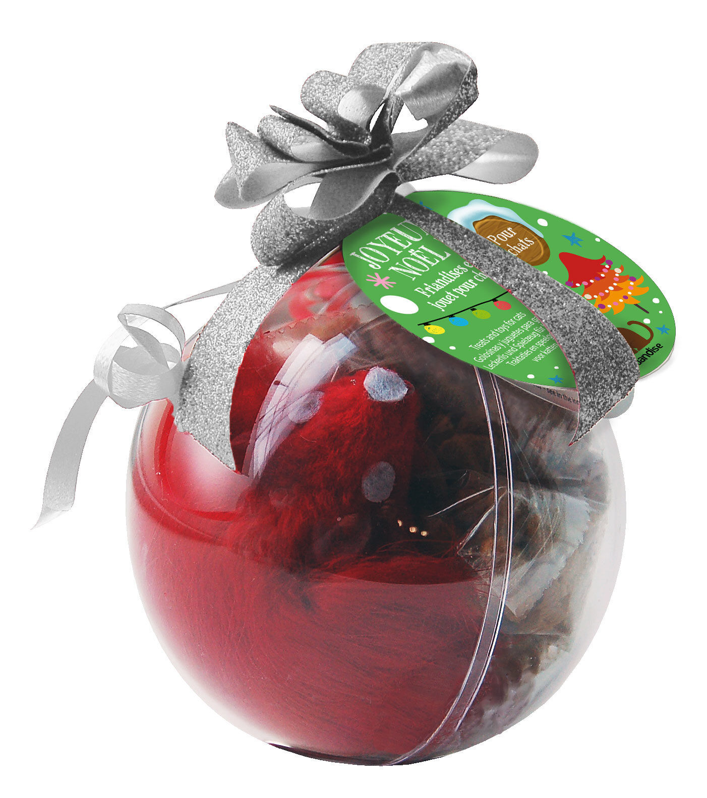 Wouapy - Boule No&euml;l Friandises + Jouet au Poulet pour Chat - 25g Image num&eacute;ro 2