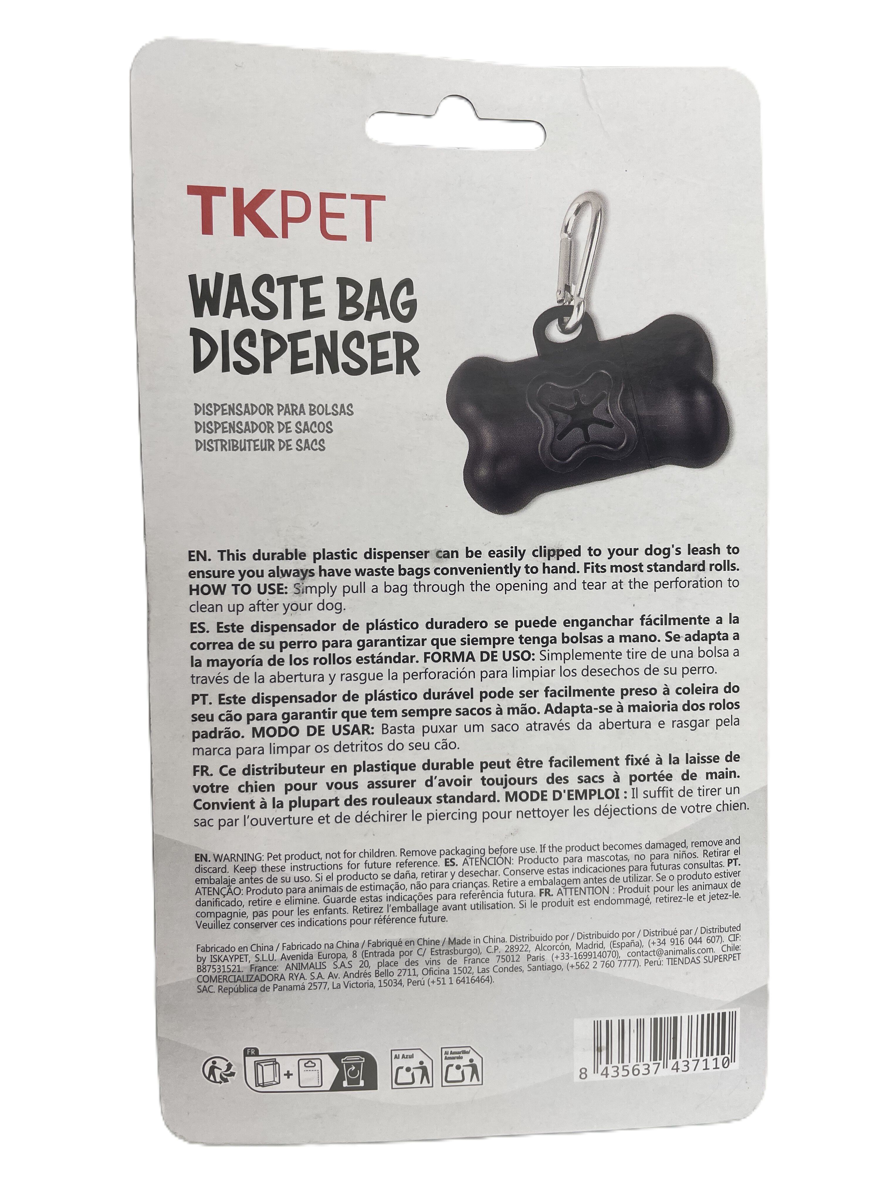 TKPET &ndash; Distributeur de Sacs avec Mousqueton pour Chiens - Noir Image num&eacute;ro 3