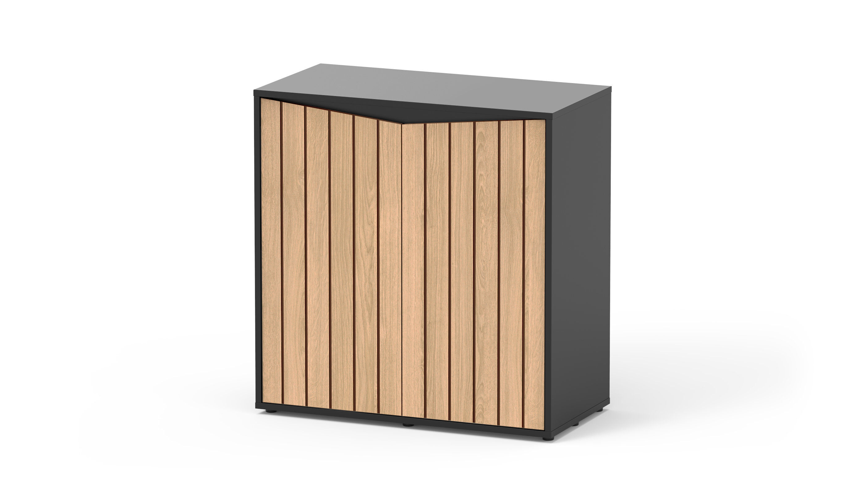 Aquatlantis - Meuble Prestige 80 - Noir Portes Bois stri&eacute;s Image num&eacute;ro 1