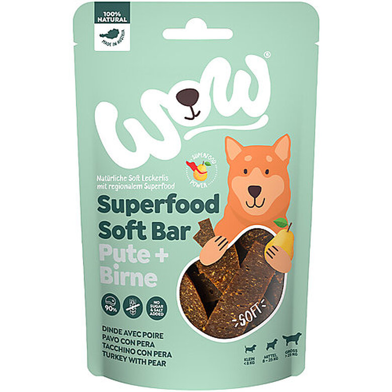 Wow - Friandises Barre Superfood Dinde Poire pour Chiens - 150g image number null