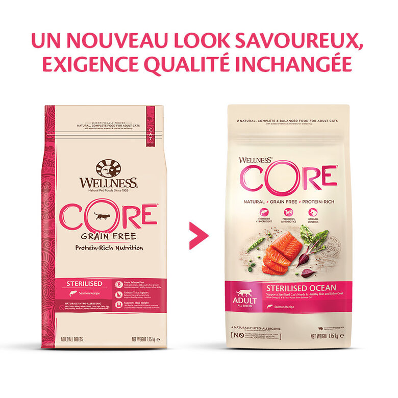 Wellness CORE - Croquettes Sterilised Saumon pour Chat - 1,75Kg Image numéro 4 Wellness CORE - Croquettes Sterilised Saumon pour Chat - 1,75Kg Image numéro 4