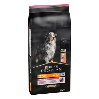 Pro Plan - Croquettes OPTIDERMA Medium & Large Adult 7+ Sensitive Skin Saumon pour Chien Senior - 14Kg