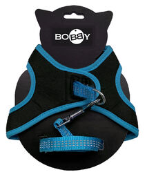 Bobby - Pack Harnais Mini + Laisse Safe Bleu pour Chat - XS