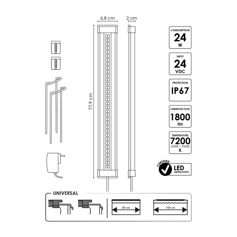 Ciano - Eclairage Led CLE 80 Noir pour Aquarium d'Eau Douce Image numéro 5 Ciano - Eclairage Led CLE 80 Noir pour Aquarium d'Eau Douce Image numéro 5