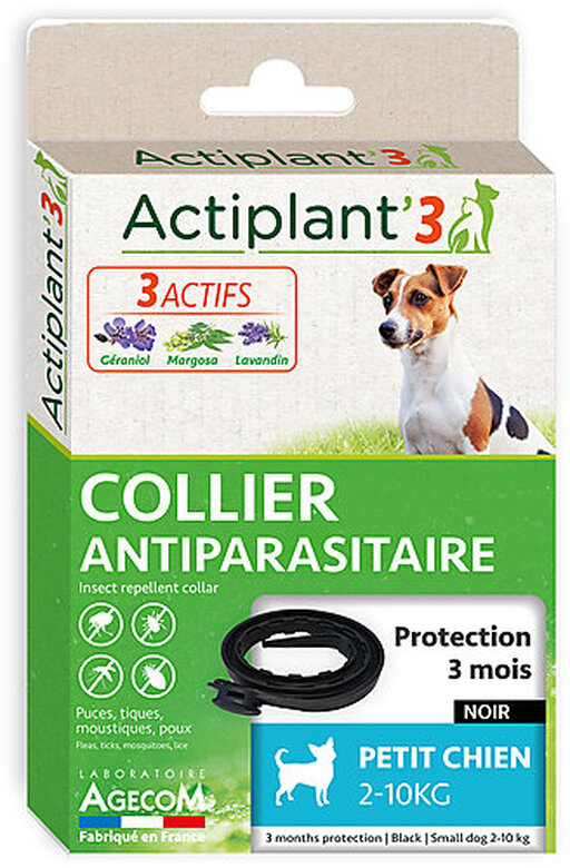 ActiPlant'3 - Collier Antiparasitaire pour Petit Chien - Noir image number null