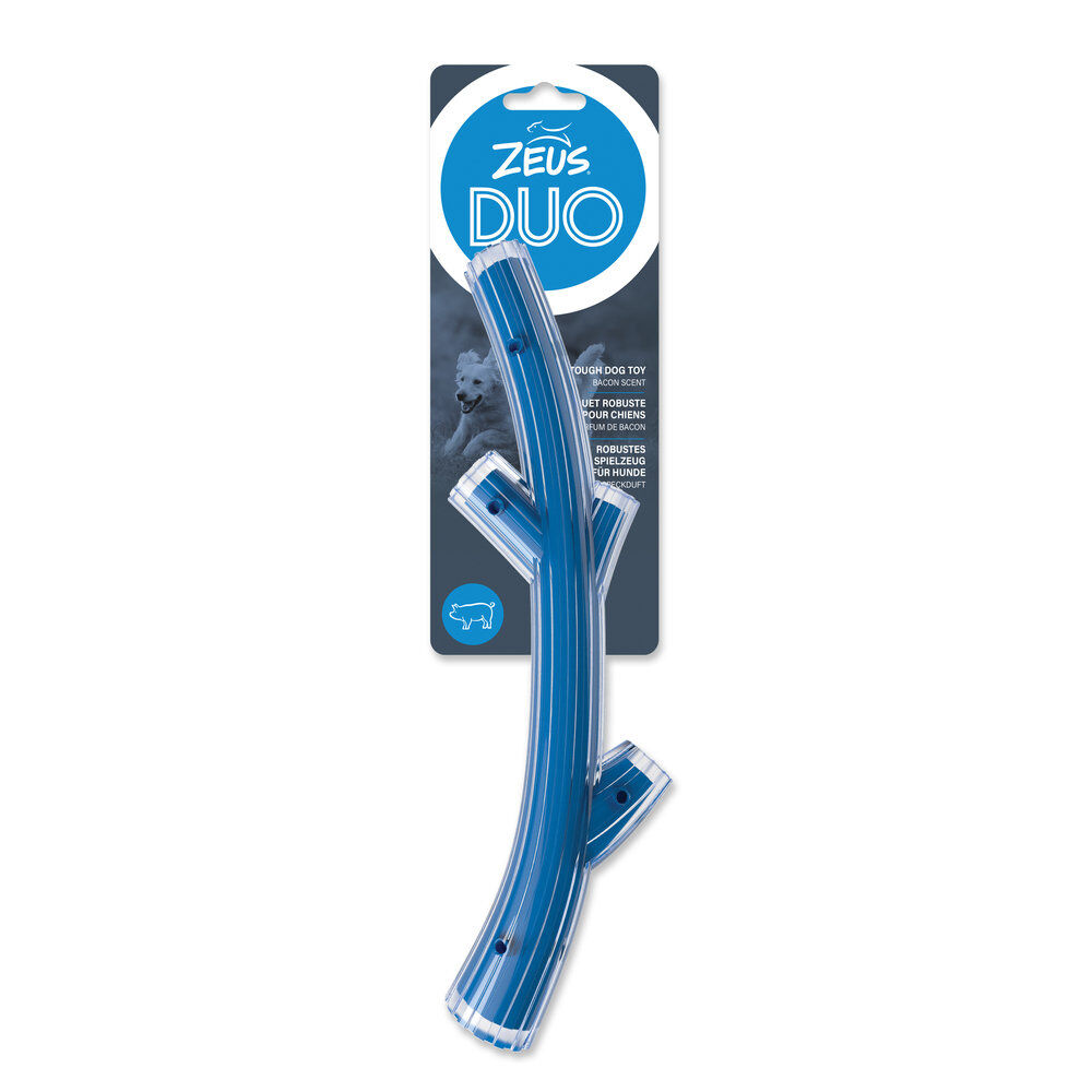 Zeus - Jouet &agrave; m&acirc;cher pour chien Duo Stick Bleu Bacon - 30cm Image num&eacute;ro 1