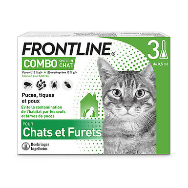Frontline Combo - Pipettes Antiparasitaires Élimine les Puces pour Chat - 3x0,5ml