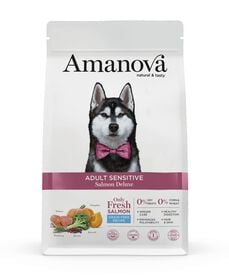 Amanova - Croquettes Adult Sensitive sans Céréales au Saumon pour Chiens - 10Kg