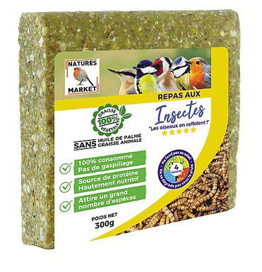 Natures Market - Graisse Végétale aux Insectes pour Oiseaux des Jardins - 300g