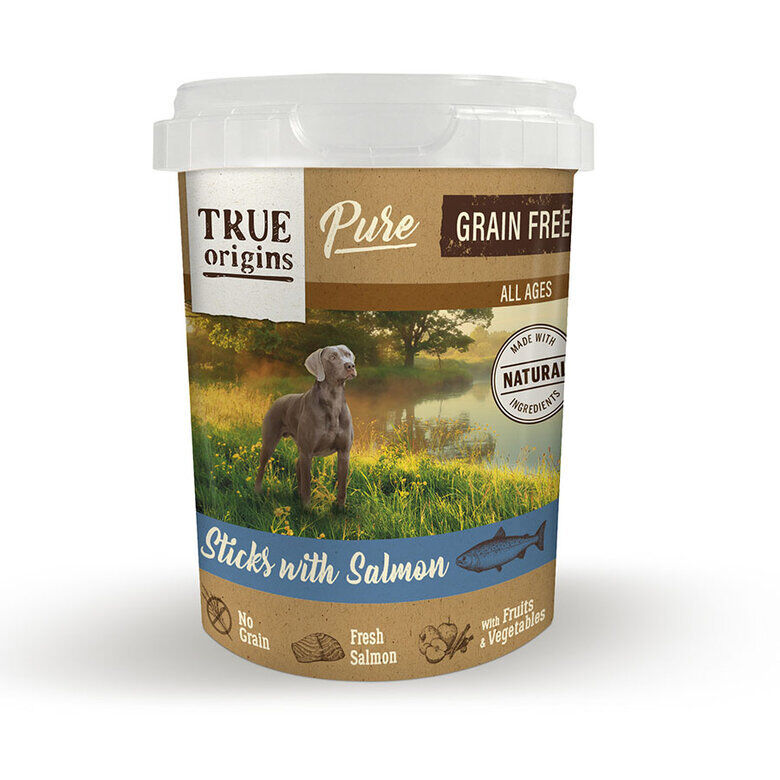 True Origins Pure - Sticks Sans C&eacute;r&eacute;ales au Saumon pour Chiens - 300g Image num&eacute;ro 1
