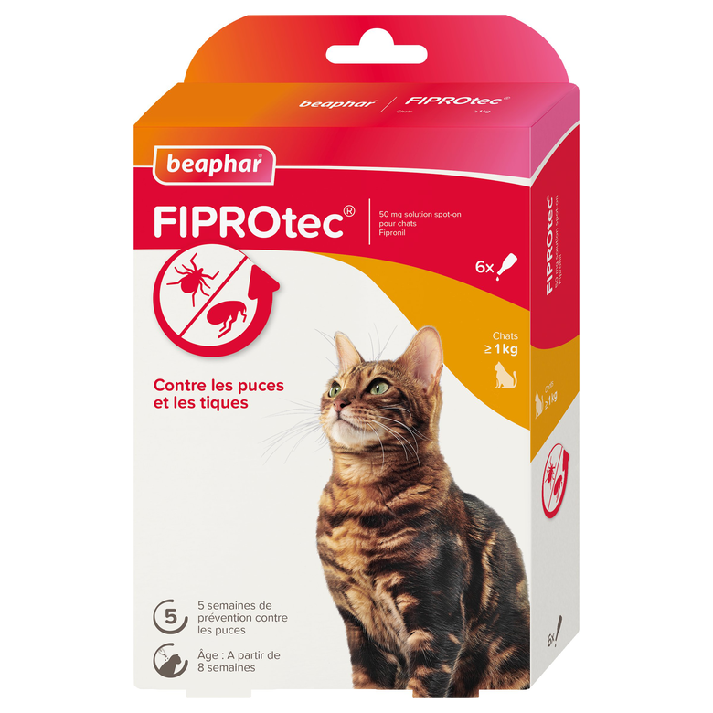 Beaphar - Pipettes Antiparasitaires Fiprotec pour Chat - X6 image number null