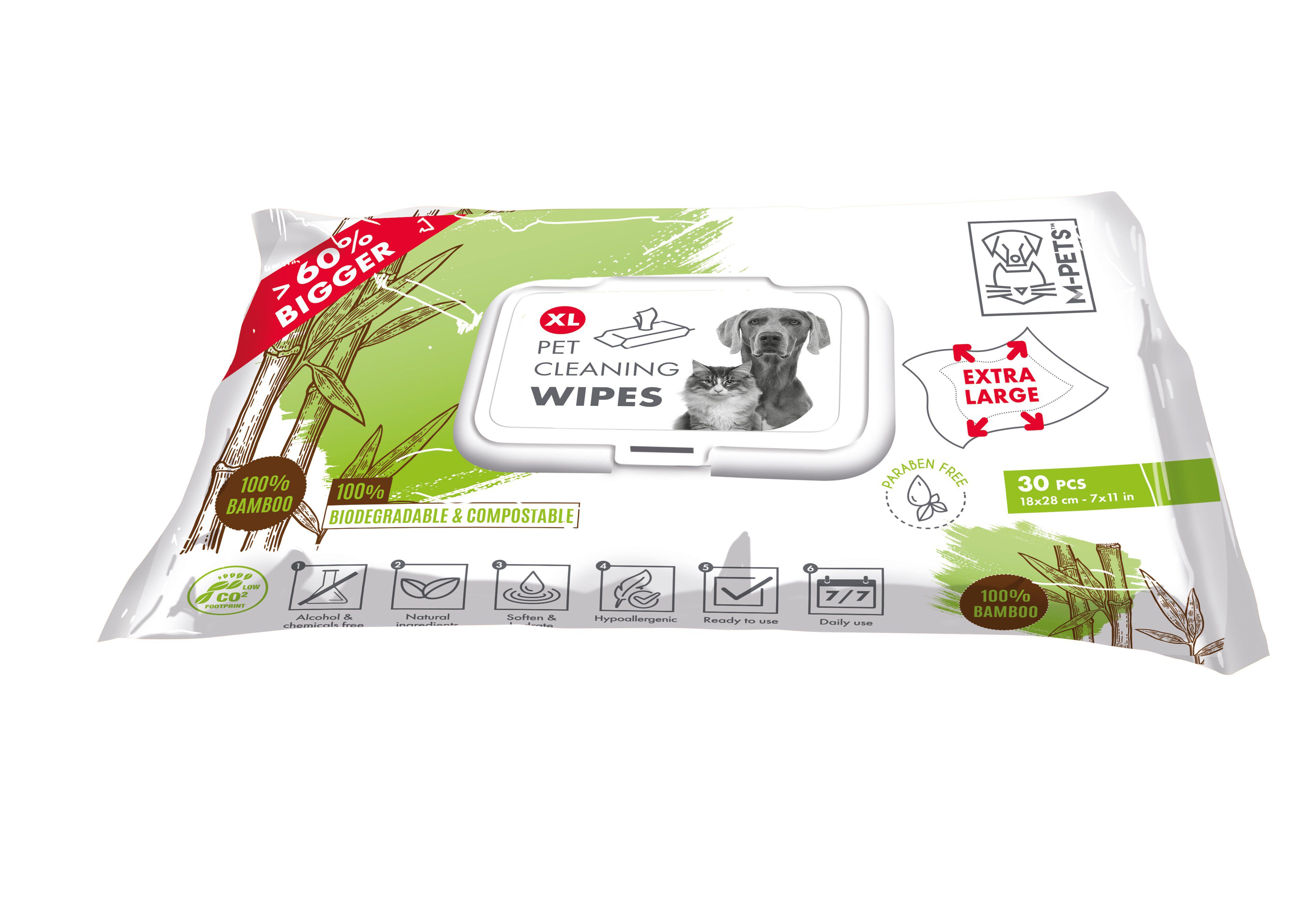 M-Pets - Lingettes Biod&eacute;gradables 100% Bamboo XL - x30 Image num&eacute;ro 1