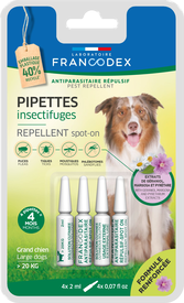 Francodex - Pipettes Antiparasitaires Répulsives pour Grands Chiens - x4