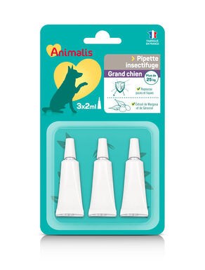 Animalis - Répulsif Insectifuge en Pipette pour Grand Chien - 3x2ml