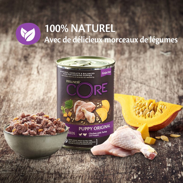 Wellness CORE - Repas Complet Puppy 95% de Poulet et Dinde pour Chiot - 400g Image numéro 5 Wellness CORE - Repas Complet Puppy 95% de Poulet et Dinde pour Chiot - 400g Image numéro 5