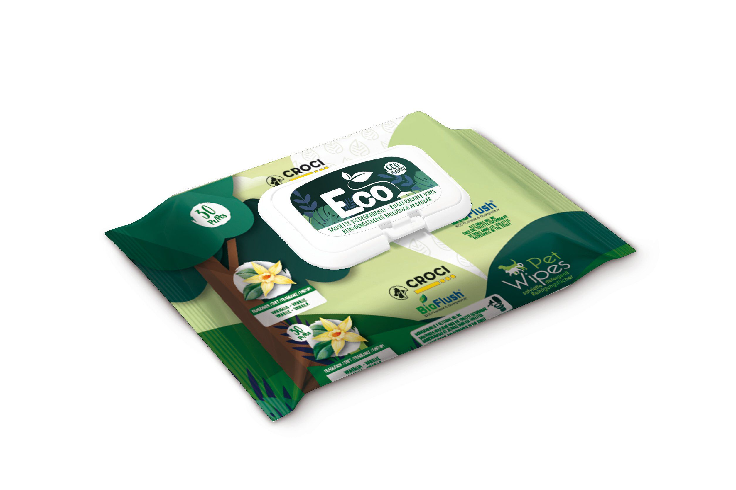 Croci - Lingettes 100% Biod&eacute;gradable Argan pour Chiens et Chats - x30 Image num&eacute;ro 1