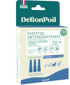 DeBonPoil - Pipettes Antiparasitaires et Apaisantes pour Chien de Moyenne Taille - x3
