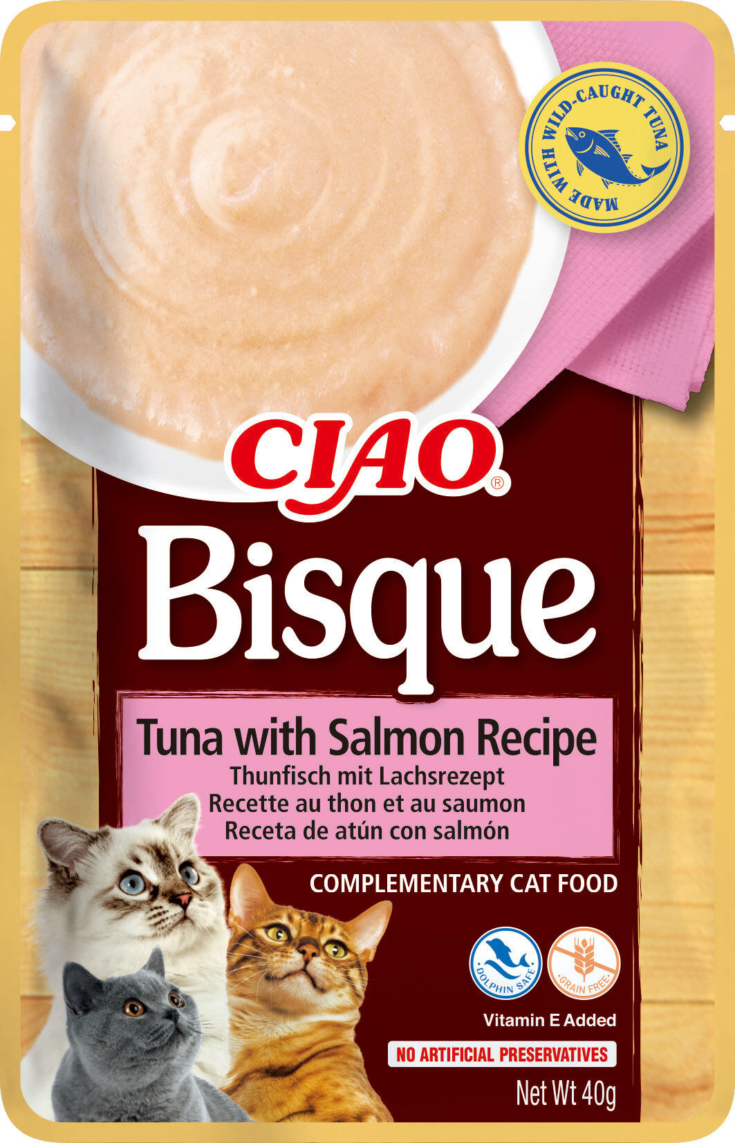 Inaba - Friandises Bisque Recette au Thon et Saumon pour Chats - 40g Image num&eacute;ro 1