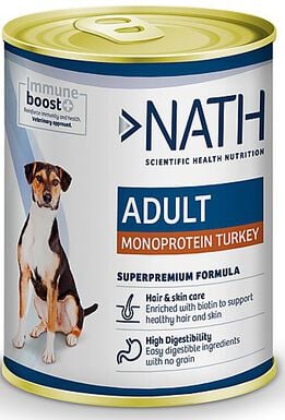Nath - Pâtée Adult Monoprotéique Dinde pour Chiens - 400g