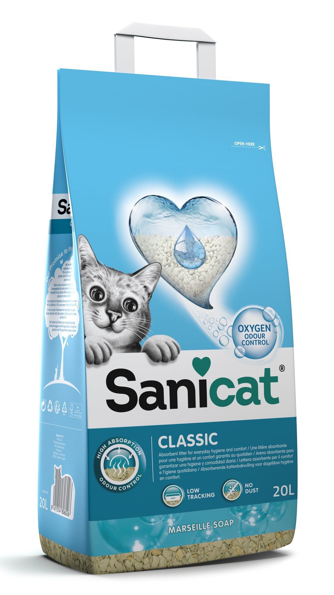 Sanicat - Liti&egrave;re Sanicat Classic Absorbante &agrave; l'Oxyg&egrave;ne Actif pour Chat - 20L Image num&eacute;ro 1