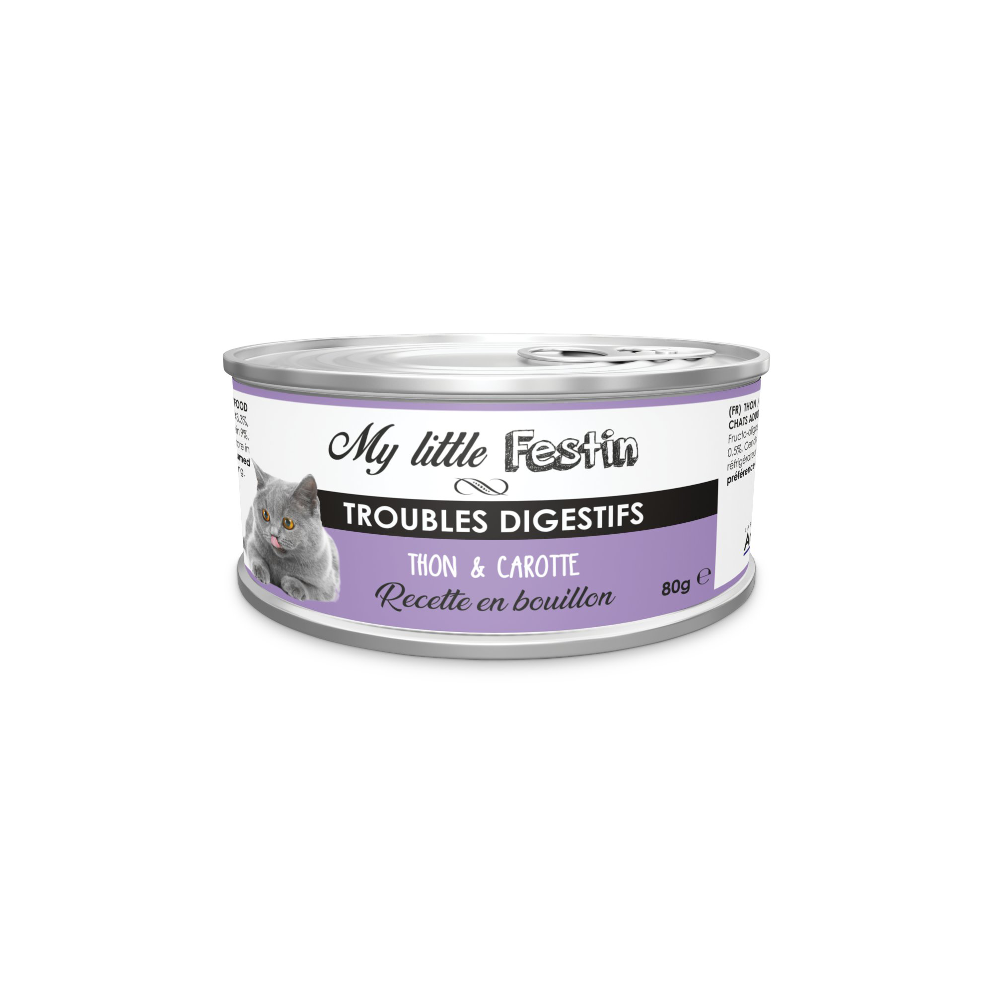 My Little Festin - P&acirc;t&eacute;e Recette en Bouillon Troubles Digestifs au Thon pour Chats - 80g Image num&eacute;ro 1