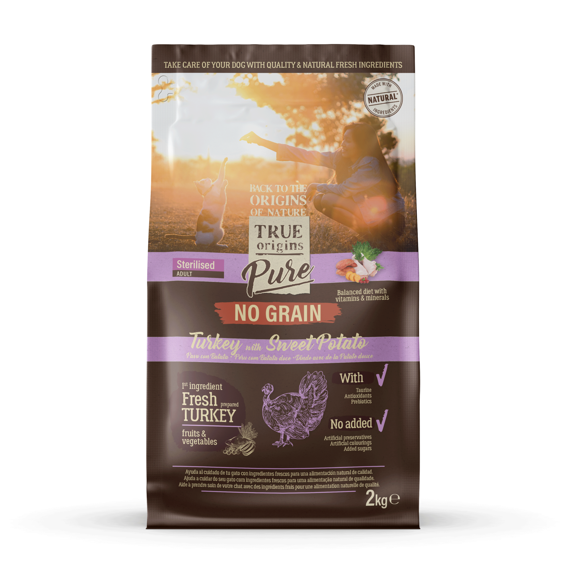 True Origins Pure - Croquettes Dinde et Patate Douce Sans C&eacute;r&eacute;ales pour Chat Adulte St&eacute;rilis&eacute; - 2kg Image num&eacute;ro 1