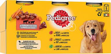 Pedigree - Boîtes en Terrine 3 Variétés pour Chiens - 6x400g