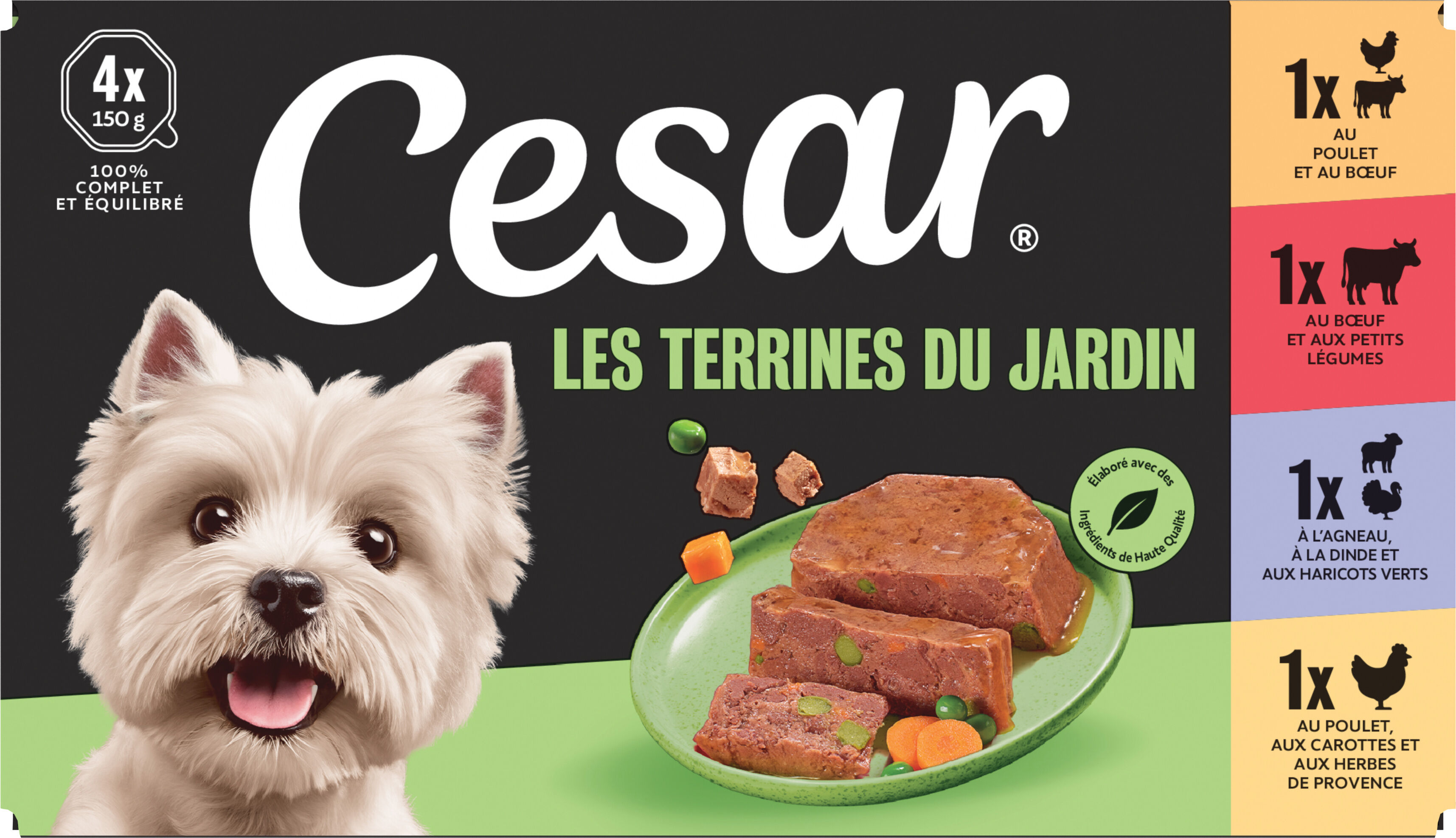 Cesar - Terrines Les Petits D&eacute;lices aux Viandes pour Chien - 4x150g Image num&eacute;ro 1